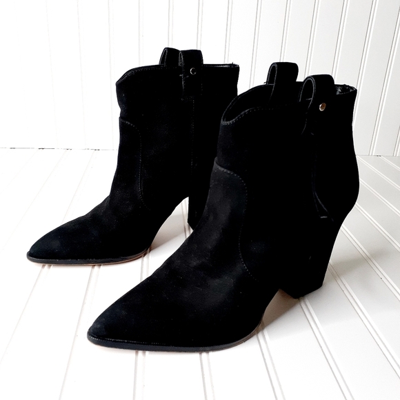 Sam Edelman Western Black Suede Leather Booties E876 - Picture 2 of 15